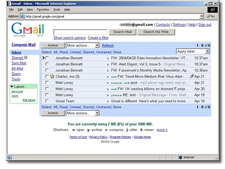 Copie d'cran de Google Mail